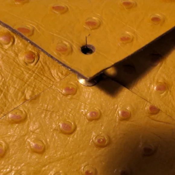 Handmade Genuine Leather Envelope Pouch Golden Yellow Ostrich - Picture 6 of 9